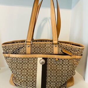 Coach Beige and Brown Tote Bag